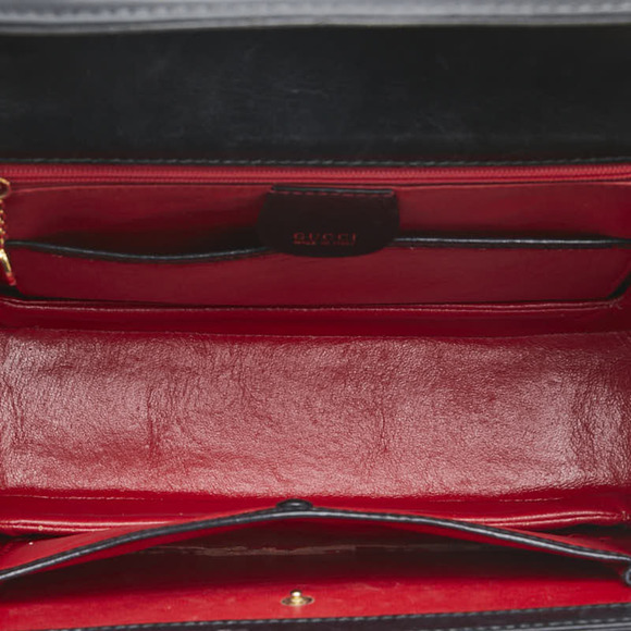 GUCCI Black Leather Bamboo Shoulder Bag - Picture 12 of 16